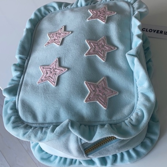 💜💙 Stoney Clover Lane Pre-Sewn Ruffle Stars Large Velvet Pouch Bag Cloud $193 - Picture 4 of 5
